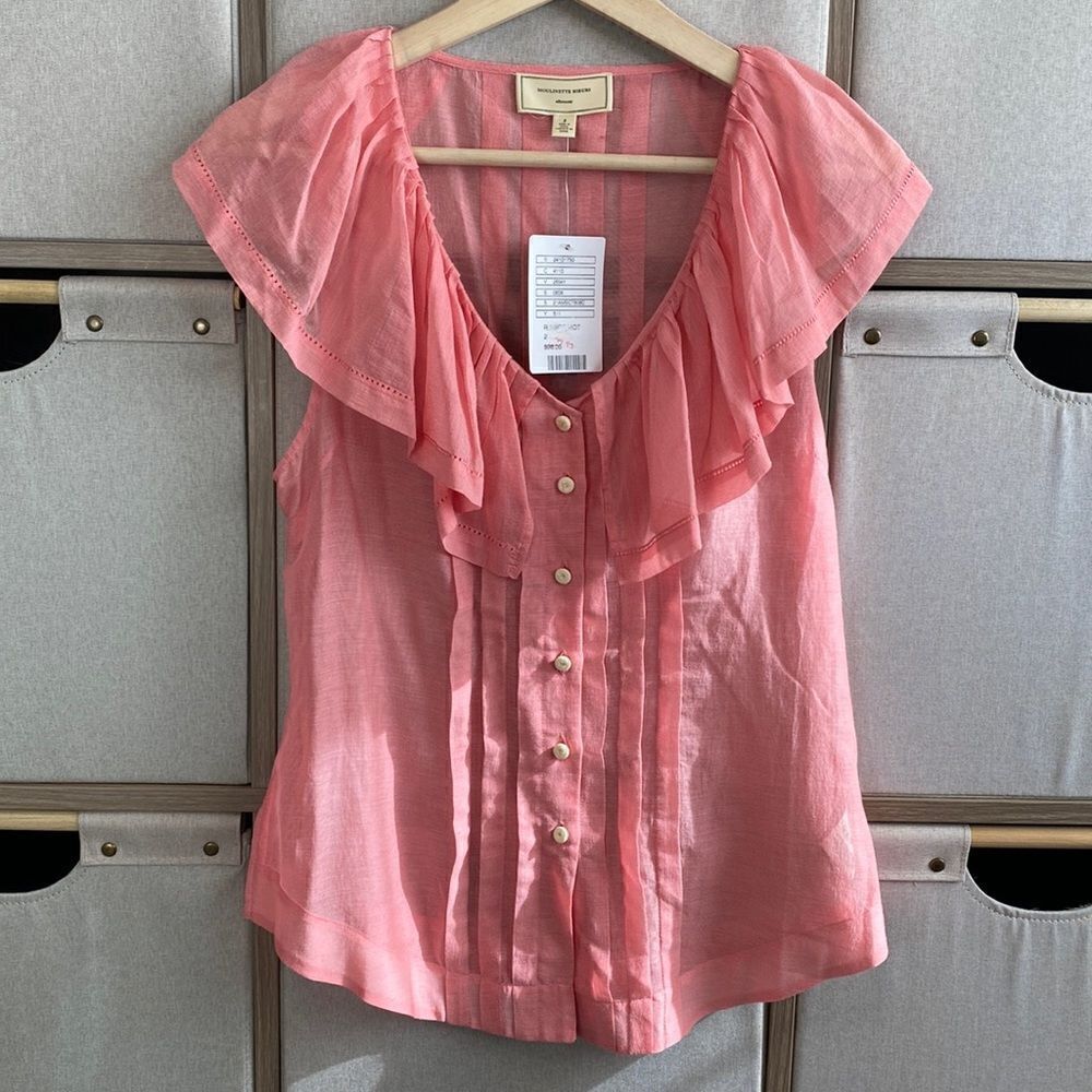 Anthropologie Rufflesleeveless Silkblouse
